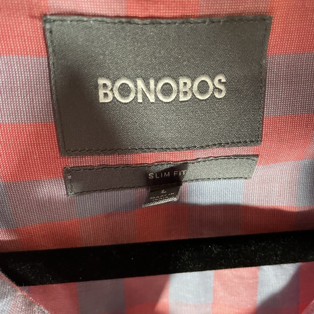 Bonobos Long Sleeve Button Down Shirt Slim Fit L Pink and Blue Checked Preppy - Picture 5 of 6